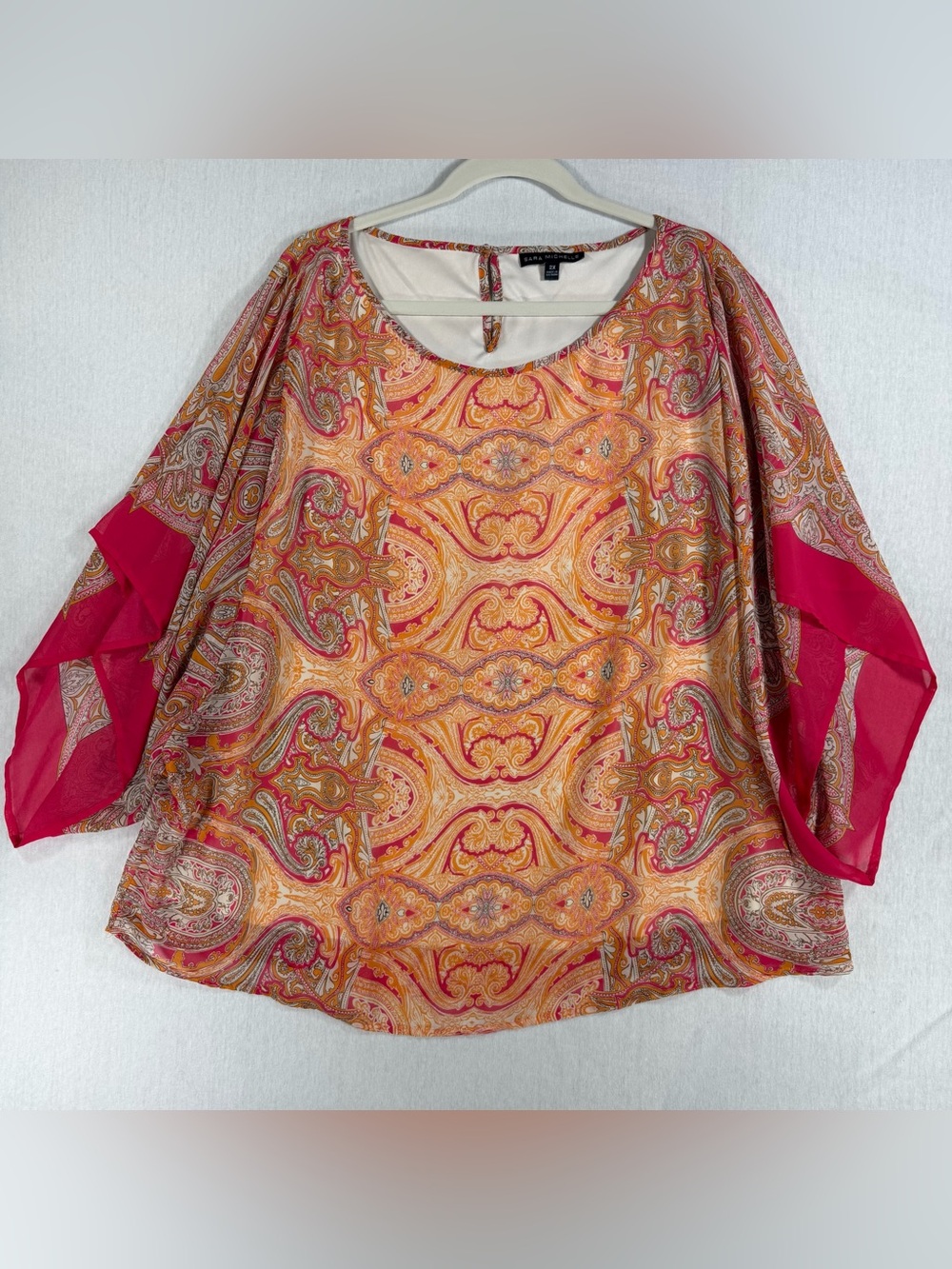 Sara Michelle Pink & Gold Paisley Scoop Neck Tunic